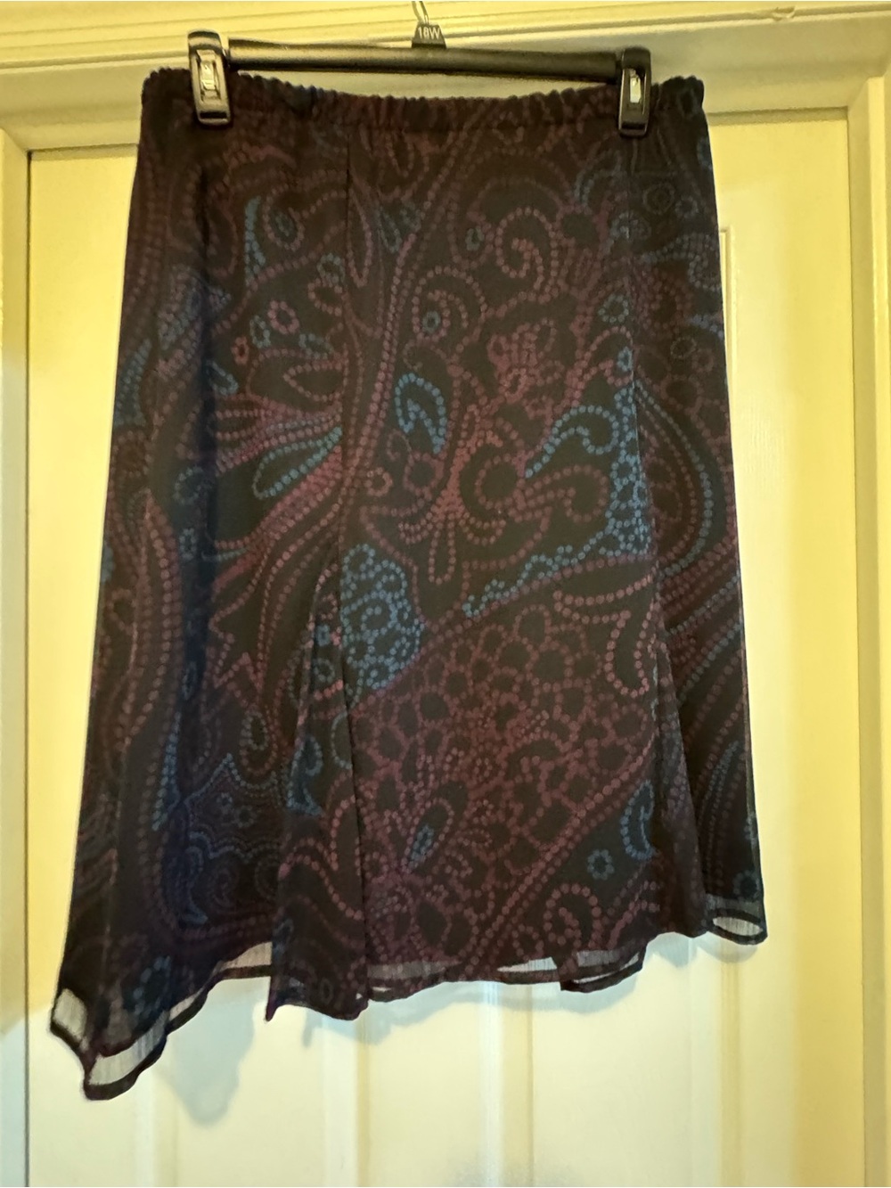 Sag Harbor Black Skirt with Blue and Purple Paisley